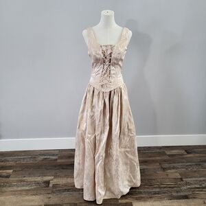 Vintage FAIRYTALE Princess Corset Brocade Ballgown Prom Graduation Formal Dress